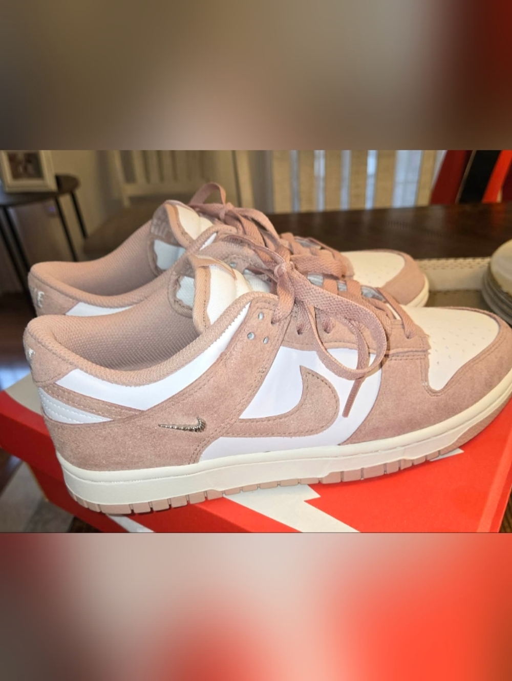 Nike  Dunk Low Women’s Pink Suede and White Low-Top Sneakers
